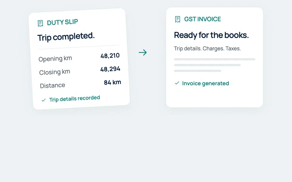 Illustrative duty slip and GST billing workflow, still image